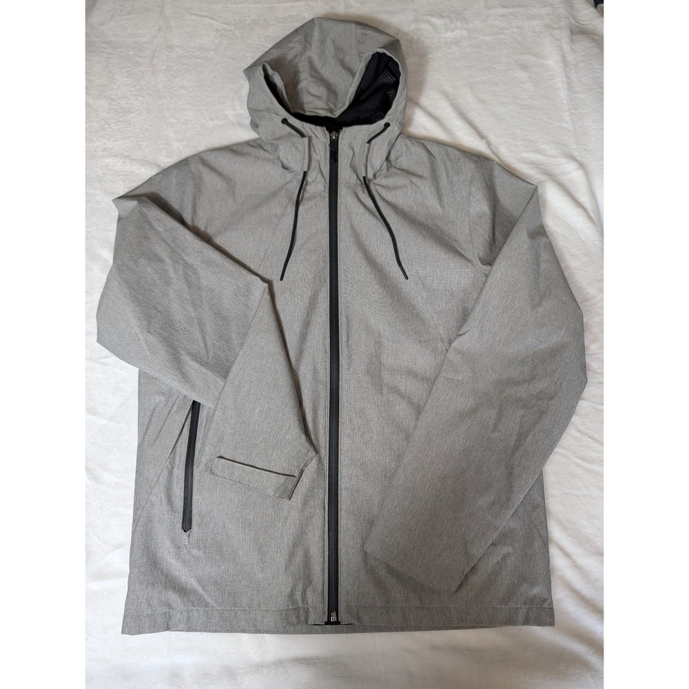 Marc Anthony Luxury Mens M Gray Hooded Jacket Full Zip Lightweight Softshell